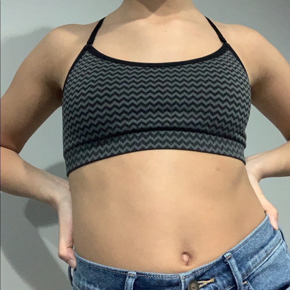 Gray Chevron Sports Bra